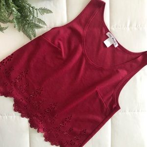 Red Cropped Tank with Cut out Detail